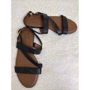 Naturalizer Black Flat Open Sandals Size 12